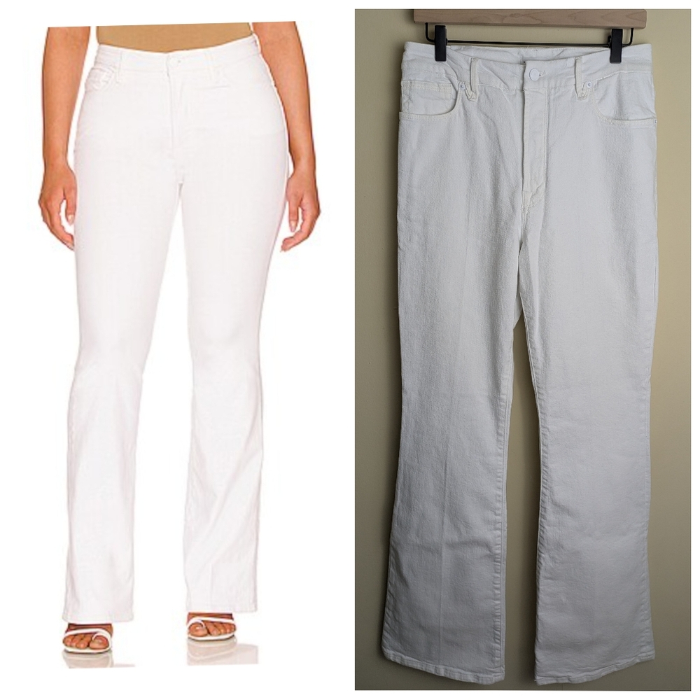 Good American white high waist boot cut jeans